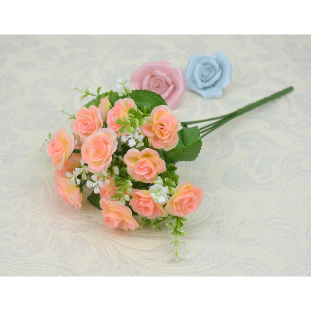 COD BUNGA MAWAR  BUNGA TANGKAI PLASTIK BUNGA ARTIFISIAL BUNGA PAJANGAN IMITASI BUNGA HIASAN BT9007-ORANGE