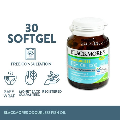 Big Sale!! Blackmores Odourless Fish Oil 1000 mg [GRATIS BUBBLE] Isi 30 Kapsul Lunak