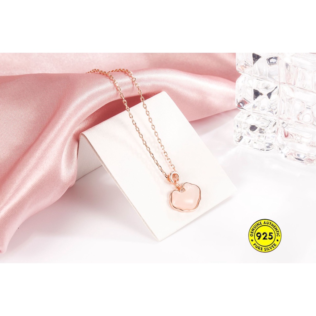 Kalung Rantai Sterling Silver 925 Dengan Liontin Batu Giok Untuk Wanita