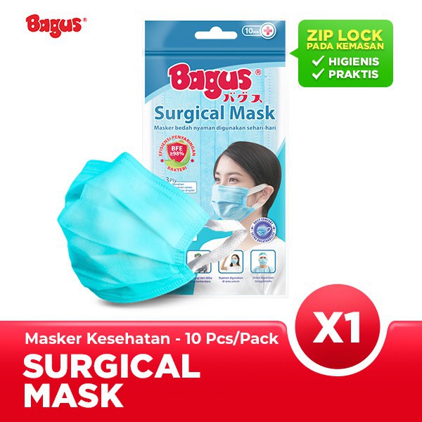 Bagus Surgical Mask 10pcs - Masker Kesehatan Medis W-21261