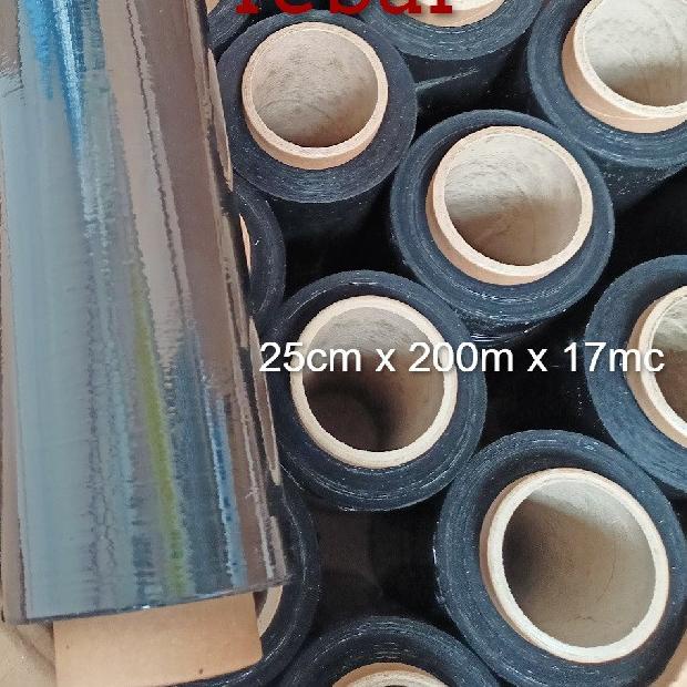 

Stretch FIlm Hitam 25cm x 200m Plastik Wrapping Tebal Plastic wrap Bungkus koper Bandara Black