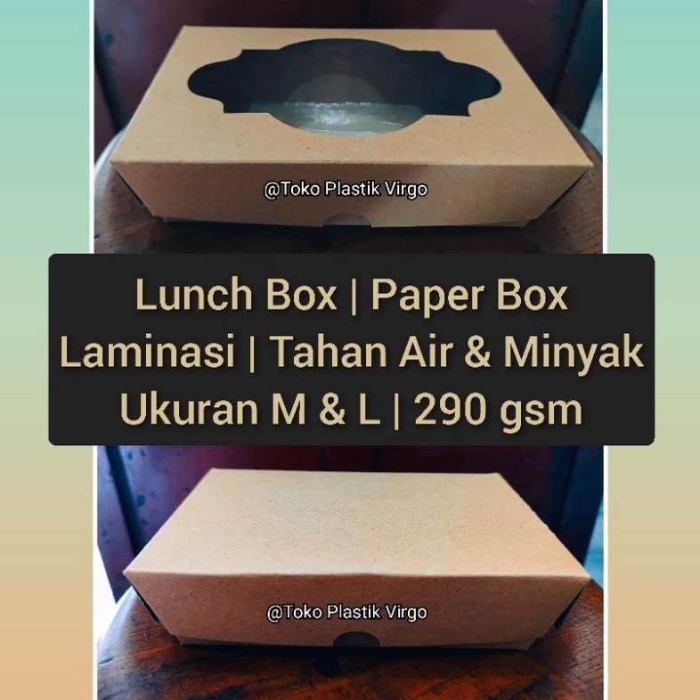 

Paper Lunch Box Kraft / Craft Brown Coklat Full Laminasi - Window & Polos - M & L