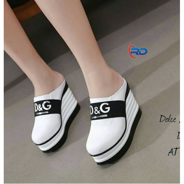 SEPATU WEDGES SENDALS BUSTONG TUTONG SLOP 7CM D&G LUCU SANTAI MODEL IMPORT KOREA