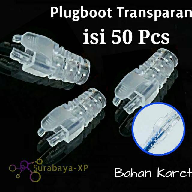 Plug Boot Plugboot RJ45 Karet Sarung Pelindung Konektor CAT5E CAT6 Transparan kabel lan KARET 50Pcs