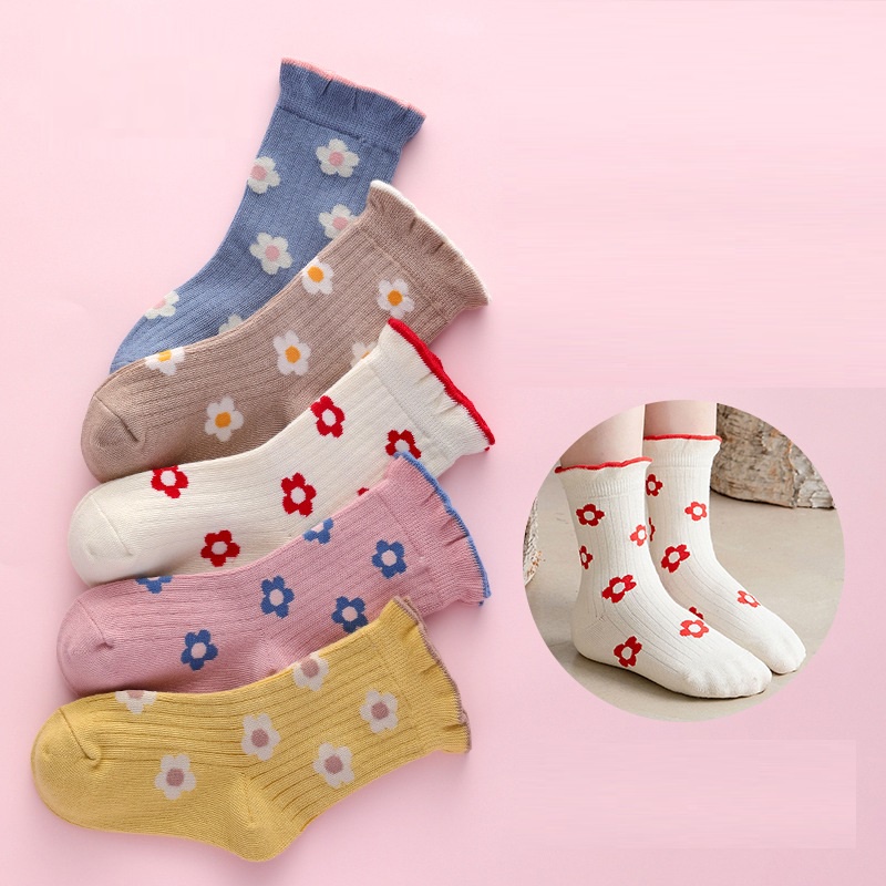 NEW ( 1 set isi 5 psg ) Set kaos kaki bayi dan anak motif strawberry