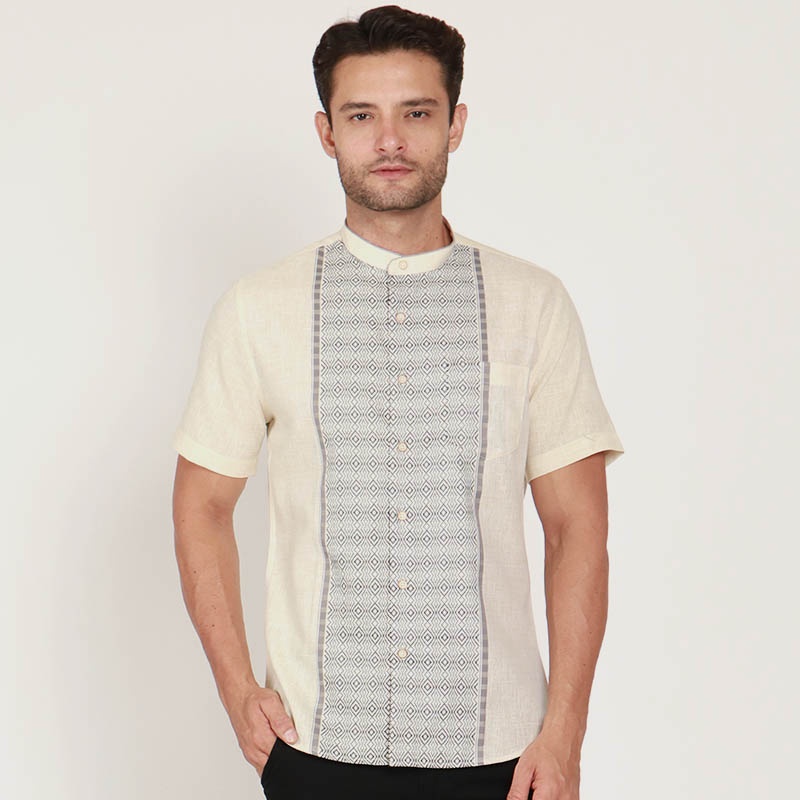 EDWIN JEANS - BANAR CREAM Kemeja Koko Lengan Pendek Pria Baju Muslim