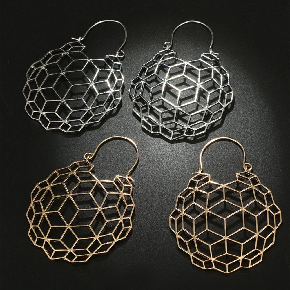 PREVA Honeycomb Earrings Women Antique Tribal Ear Studs