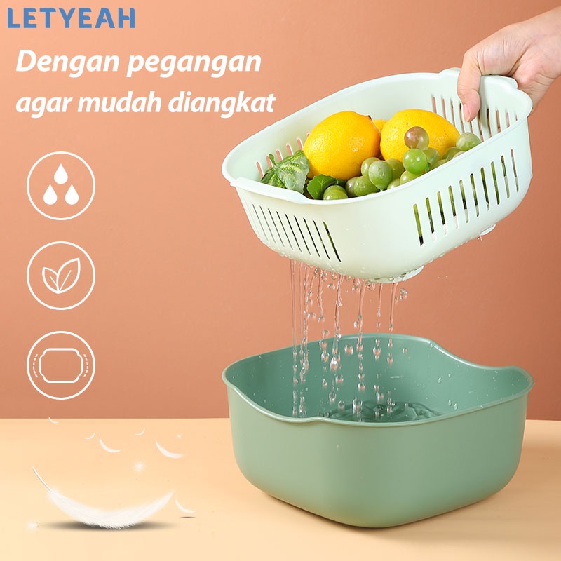 letyeah Baskom saringan buah sayur serbaguna 2in1 keranjang penyimpanan