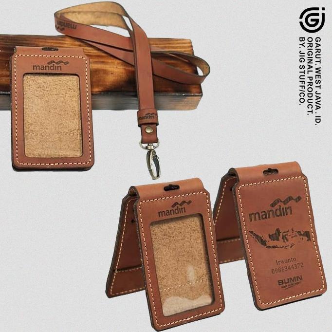 

[[COD]] Gantungan ID card holder name tag Kulit sapi asli COSTUM NAMA dan LOGO TERUJI Kode 1317