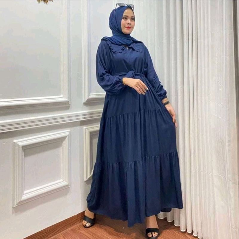 GAMIS NOORA JUMBO RAYON SUPER POLOS REMPEL SUSUN wanita remaja polos