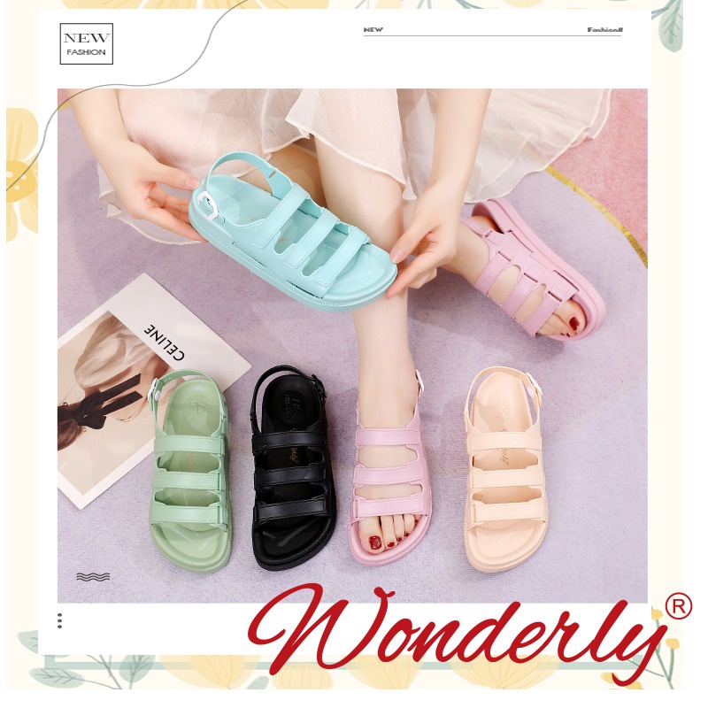 Sepatu Sendal Selop Karet Jelly Wanita Wonderly | Sandal Tali Jelly Cewek l 1962-WL2