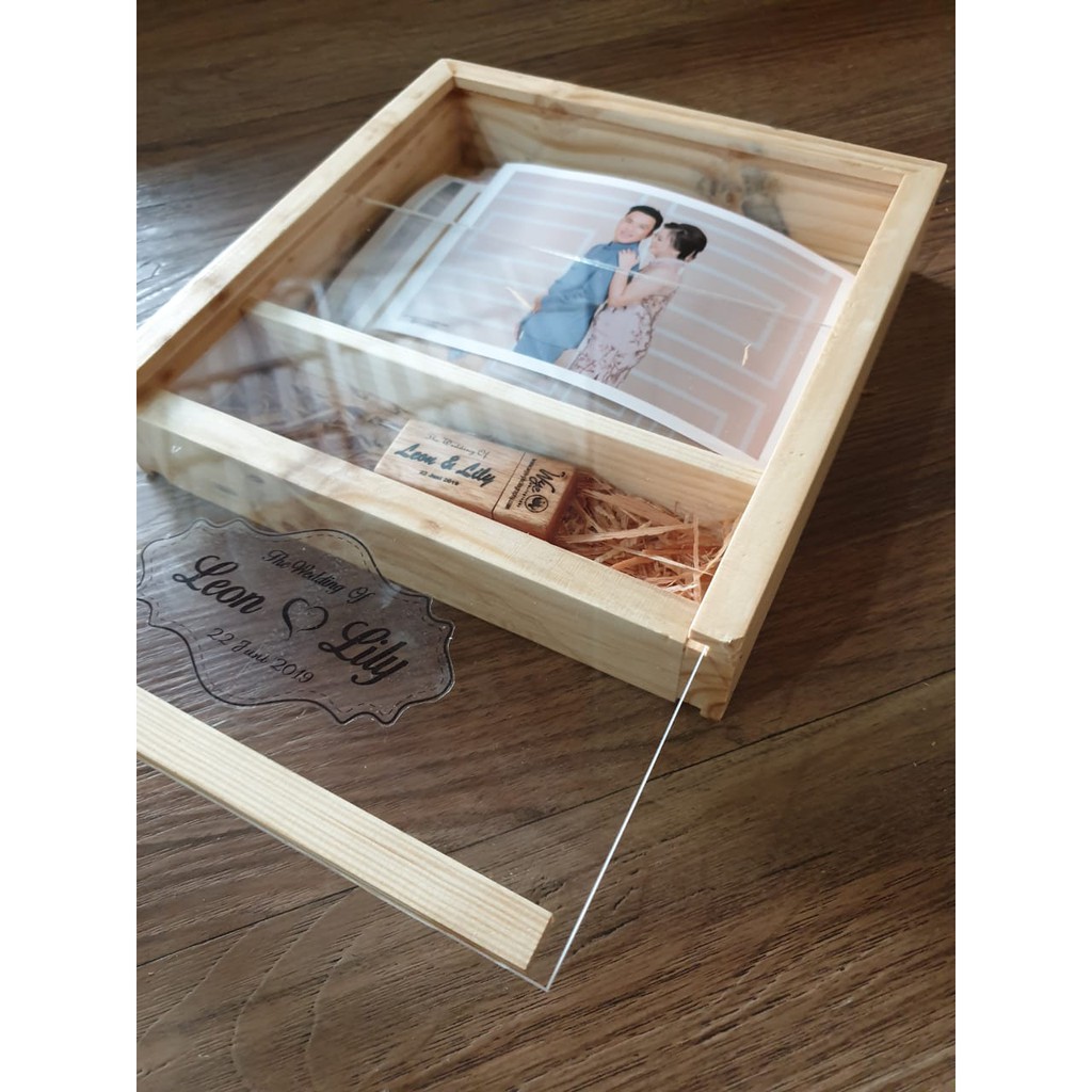 BOX TIMONIUS KOTAK KAYU PINUS CUSTOM UKIR ALBUM FOTO 4R 5R MAHAR CINCIN EMAS