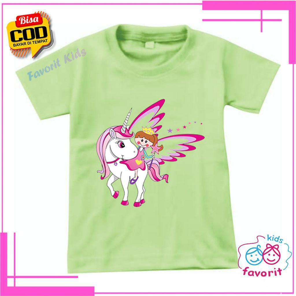 KAOS ANAK PEREMPUAN MOTIF KUDA PONY LENGAN PENDEK SIZE S M L XL XXL