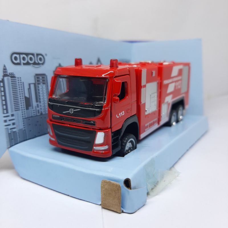 Diecast Miniatur Truk Pemadam Kebakaran Volvo FM Indonesian Fire Truck Koleksi Die-Cast Apolo Murah