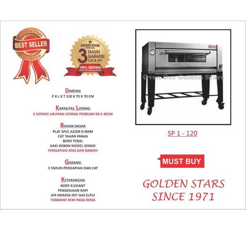 oven gas golden Star type Sp1, GARANSI RESMI 3 thn