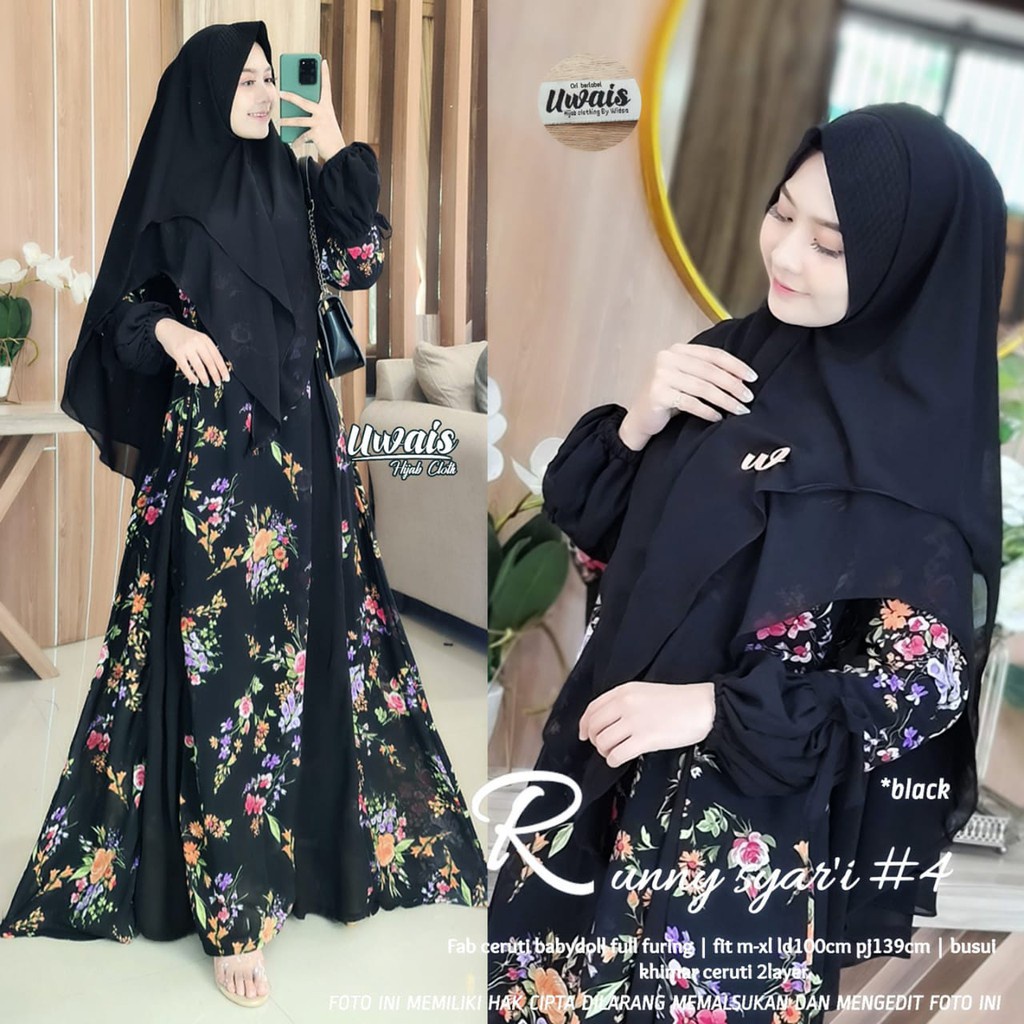 ANGGRAINI ~ RUNNY SYARI ORIGINAL PRODUCT BY UWAIS ~ GAMIS SYARI ~ ORI SOLO ~ SETELAN GAMIS & KHIMAR 