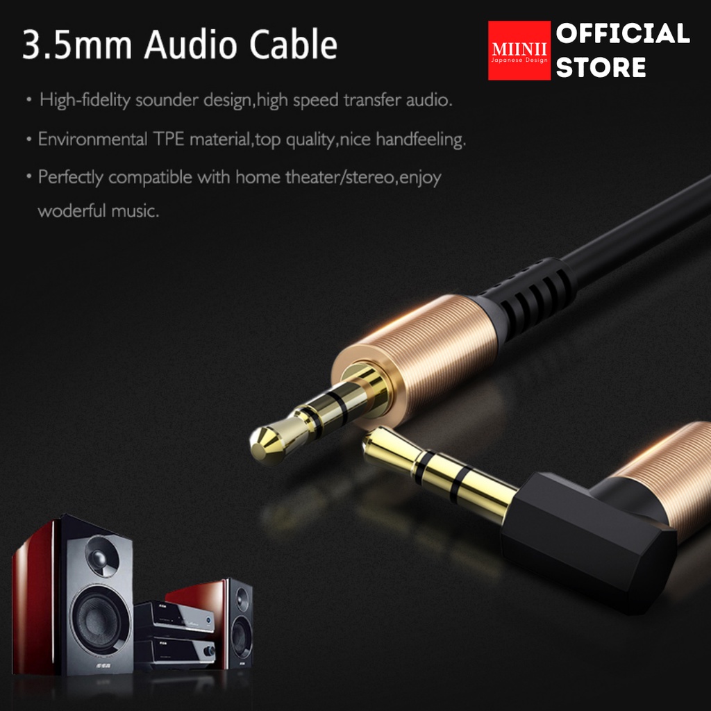 MIINII Murah～Kabel Aux/Audio Meta Spring L 1M 1×1 3.5MM WH-01