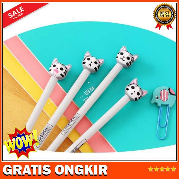 

PEN KEPALA KUCING CUTE CAT GEL 0.5MM BLACK PEN SHAPE SPE012