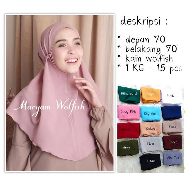 (1kg 15 pcs) Bergo maryam WOLFIS, hijab aisya , khimar tali wolfis,hijab tali termurah,hijab