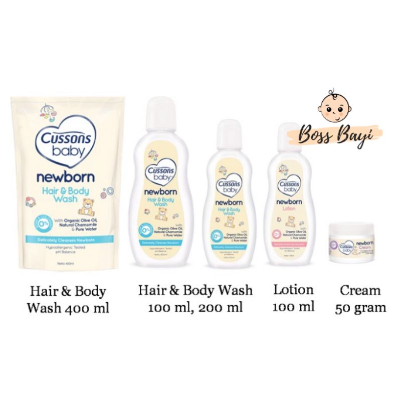 CUSSONS BABY NEWBORN Hair &amp; Body Wash / Lotion / Cream