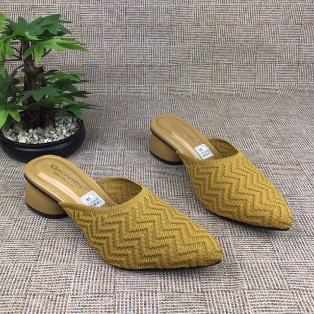 GRAVICI - Sepatu Slip On Mules Wanita Bahan Rajut Import AR 09