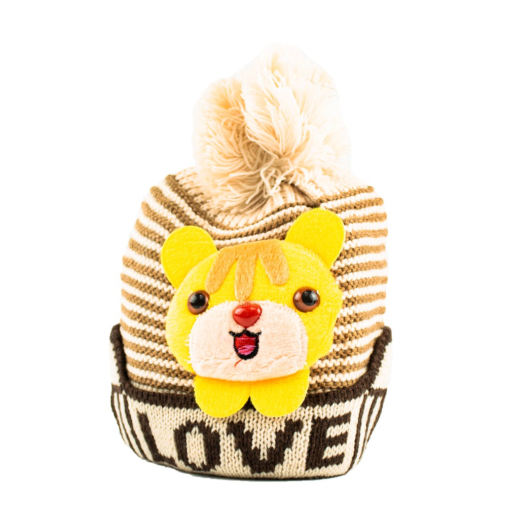 Topi Anak Bahan Rajut Premium Gambar Harimau Love / Singa