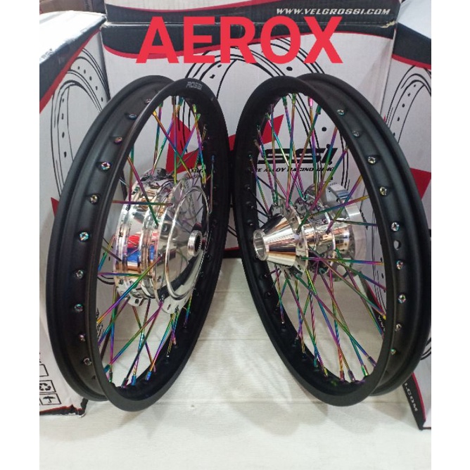 Velg Jari-jari Ring 17 Velg Merk Rossi 17 140-160-185-215 Untuk Motor Aerox Satu Set Depan Belakang