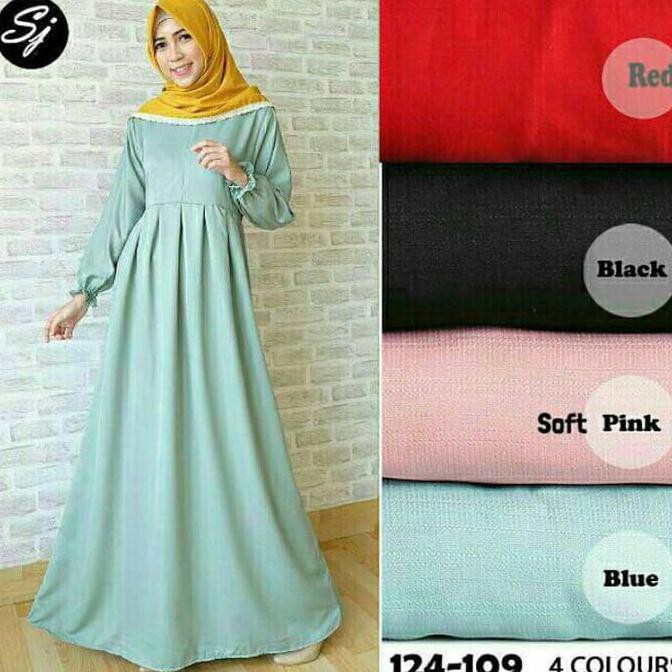 BARU Gamis syari balotelli polos / basic dress - Navy, L