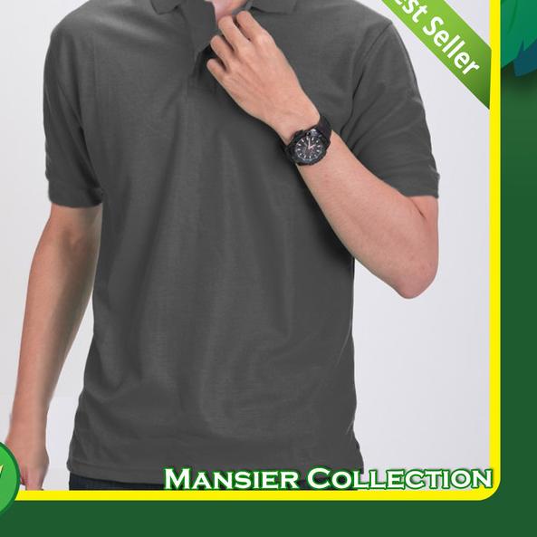 ➯ Kaos Polo Berkerah Pria Dewasa / Wangki Pria Polos - Abu Tua - Abu Tua, M ✽