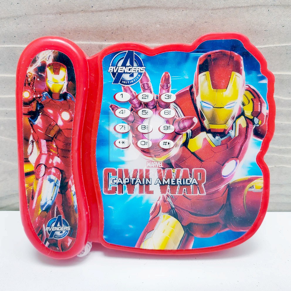 Telepon Superhero Captain America Iron Man Spiderman Mainan Telfon Rumah Dengan Musik &amp; Lampu