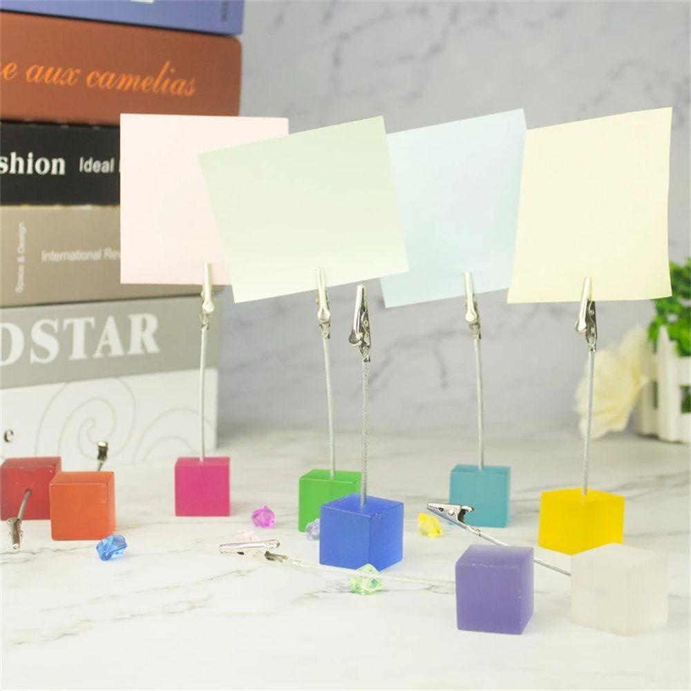 Lanfy Memo Card Holder Kubus Warna Kreatif Memo Stand Memo Card Standing Pesta Pernikahan Resepsi Klip Note Clamp