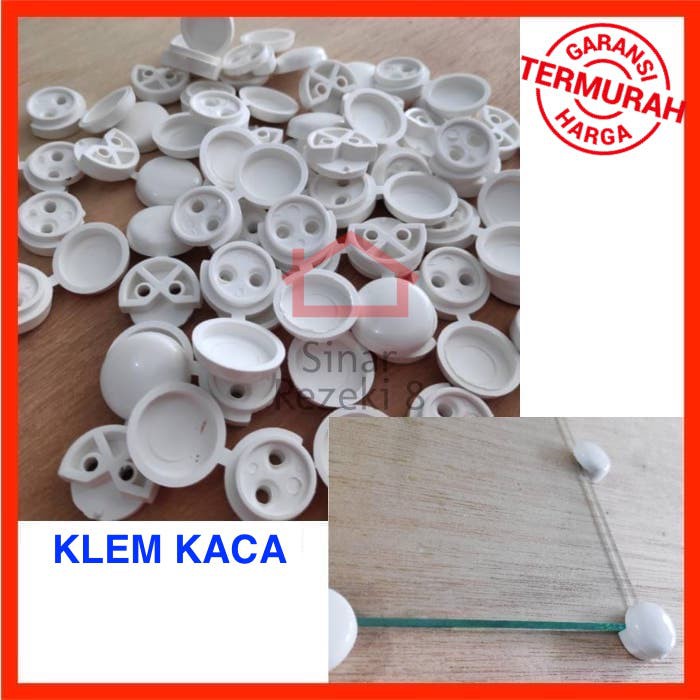 Klem Kaca Plastik / Klip Penjepit Siku Sudut Cermin Kayu Pigura - Putih Cokelat Coklat Kancing