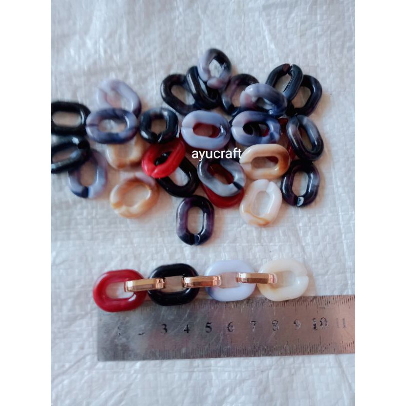 manik marmer dan ring penghbng ecer(12pcs)