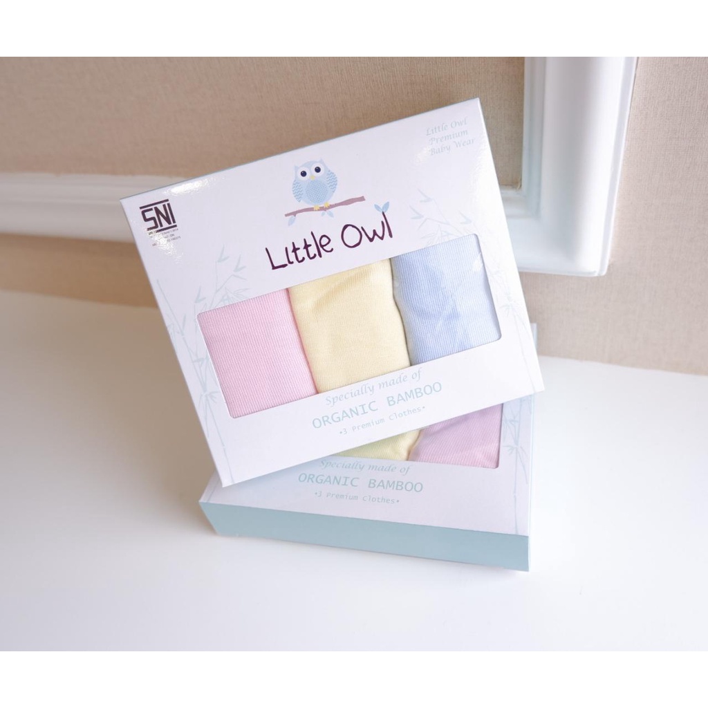 Little Owl Baju Bayi Oblong 100% Katun Bamboo SML 3-18 Bulan