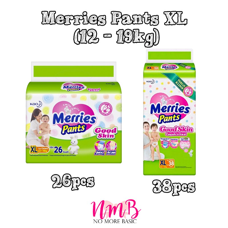 Merries Pants Good Skin    XL26 / XL38 - Popok Celana Bayi