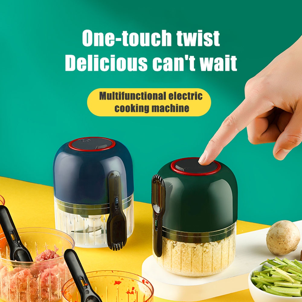 Mini Blender Meat Grinder Machine 3 Mata Pisau Free Sendok -USB CHARGE Versi 3 - Mini Chopper Blender Otomatis Bumbu Dapur Multifungsi