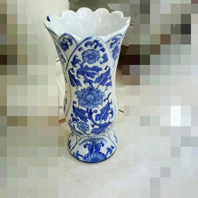 Vas / Vas Bunga Keramik Teratai Kecil ukuran 30cm