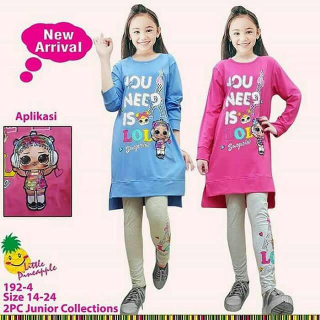 Baju Setelan Anak Perempuan LP LED LOL Stevanie 8-13th