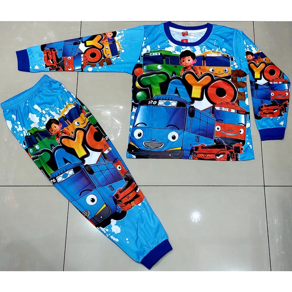 setealn baju tayo anak anak | setelan tayo panjang anak anak | tayo setelan baju lengan panjang anak