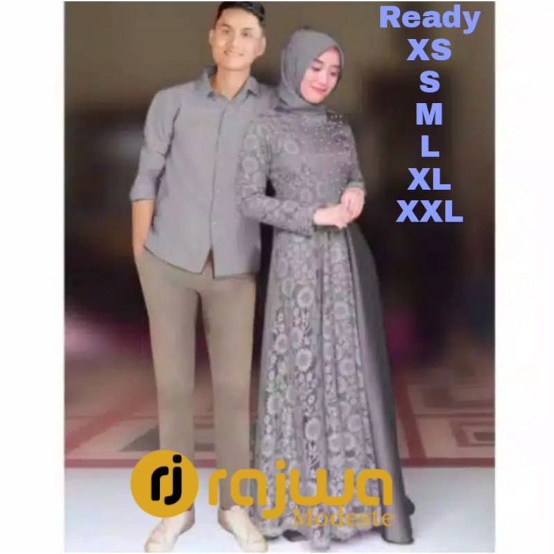 Couple Toyobo Kombinasi Brokat Eksklusif Couple Family Baju Gamis Pasangan Keluarga By Rajwa Modeste