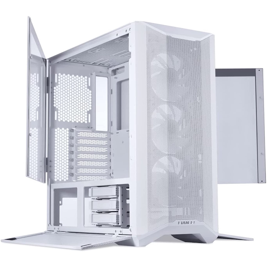 LIAN LI LANCOOL II MESH RGB - WHITE - STEEL SHROUD PANEL - TEMPERED GLASS - FRONT 3 PCS 12CM ARGB FA