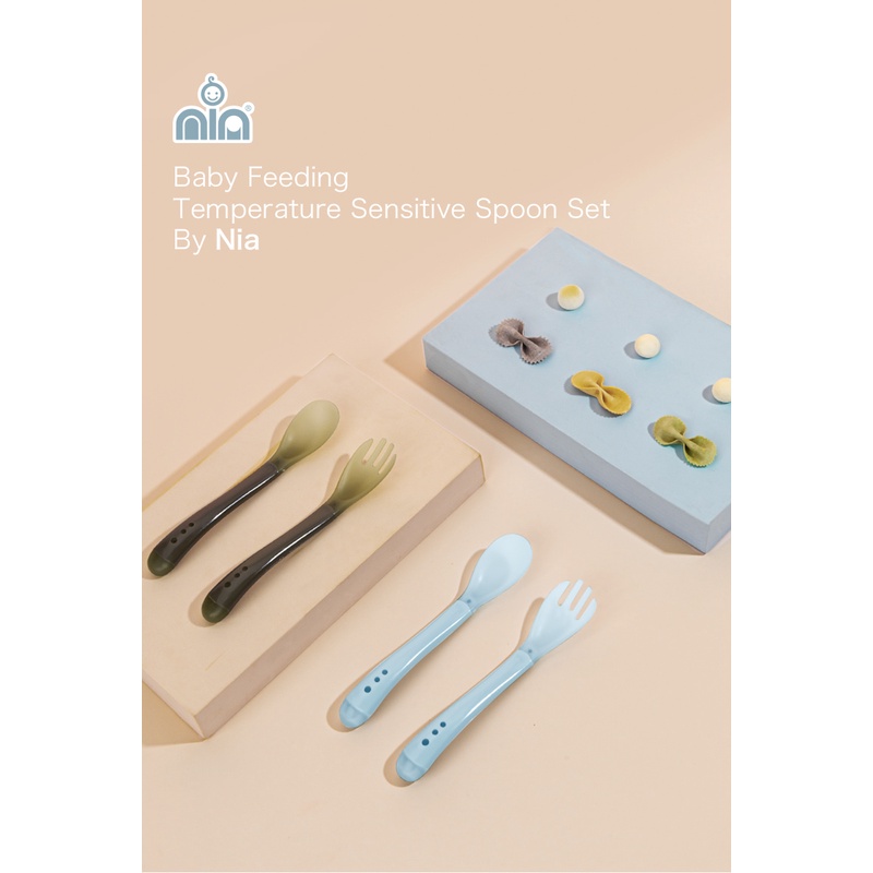 Nia Sendok Makan with Heat Sensor - Temperature Sendok Set - Colour Changing Spoon