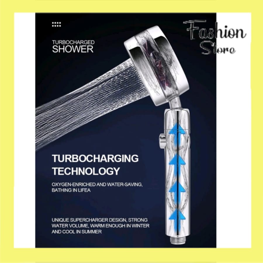 FS Turbo Fan Shower Head Water Saving High-Pressure Rainfall Propeller ABS Jet Shower Head 360 Rotation Toilet