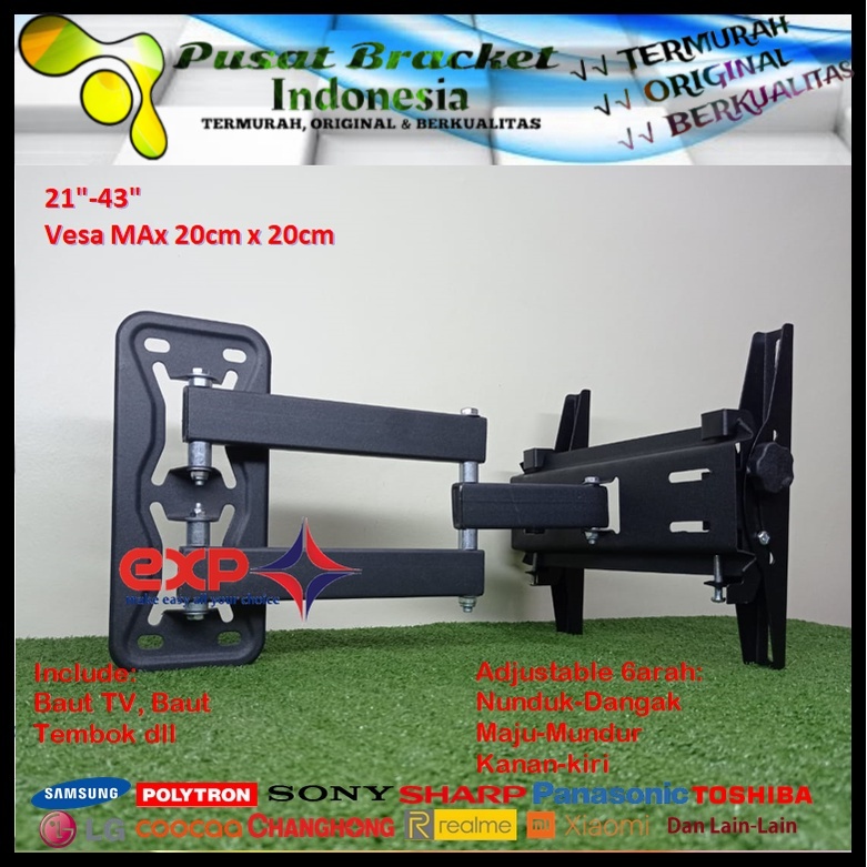 Bracket TV POLYTRON 14 s/d 40 inch 6 ARAH FULL BESI SUPER KOKOH GARANSI 100% ORI