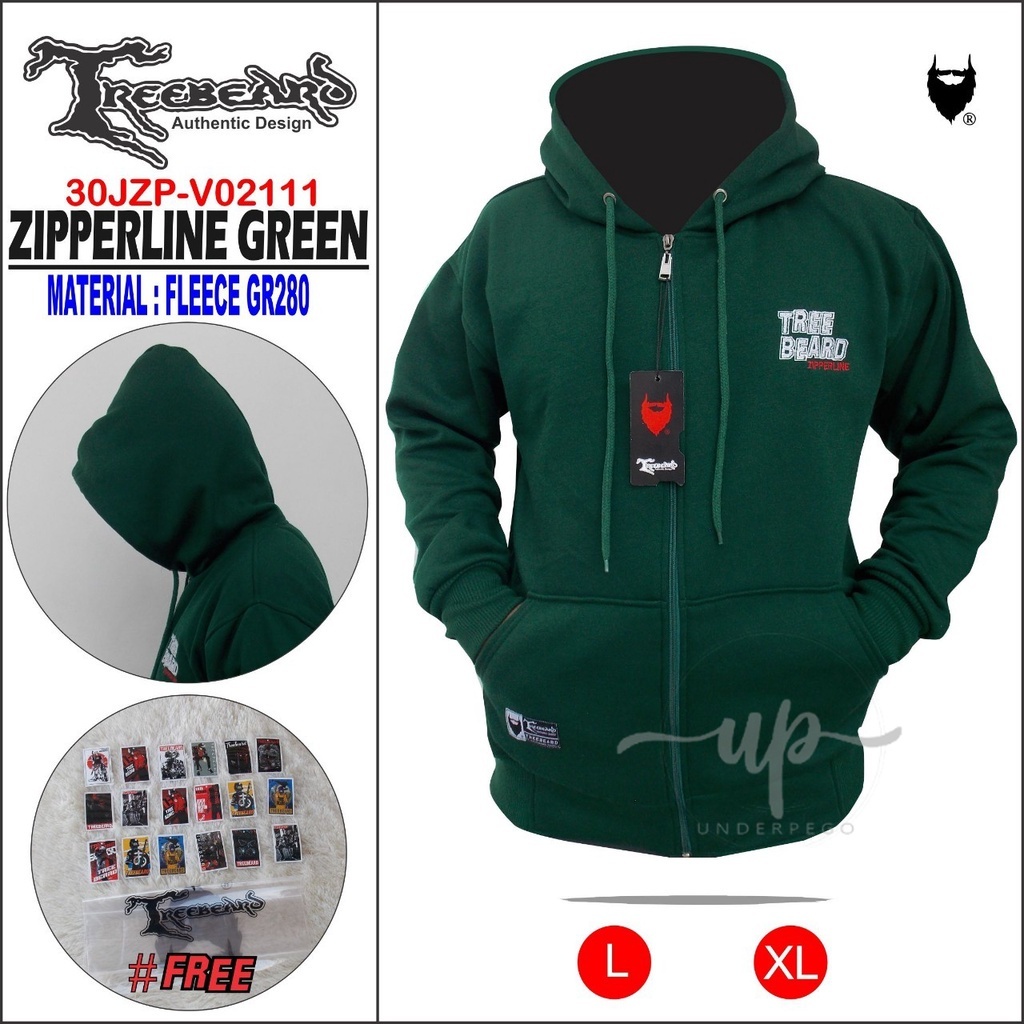 UNDERPEGO Jaket Hoodie Zipper Pria  Jacket Pria Resleting Hodie Flecee Tebal Logo Bordir Treebeard  