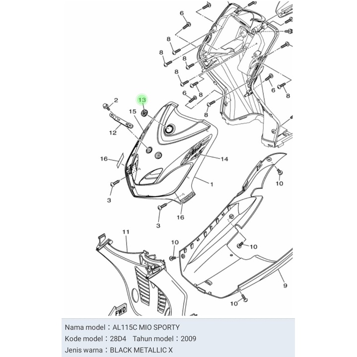 EMBLEM COVER DASI MIO SPORTY JUPITER Z BURHAN ASLI ORI YAMAHA 5TL F3108 00