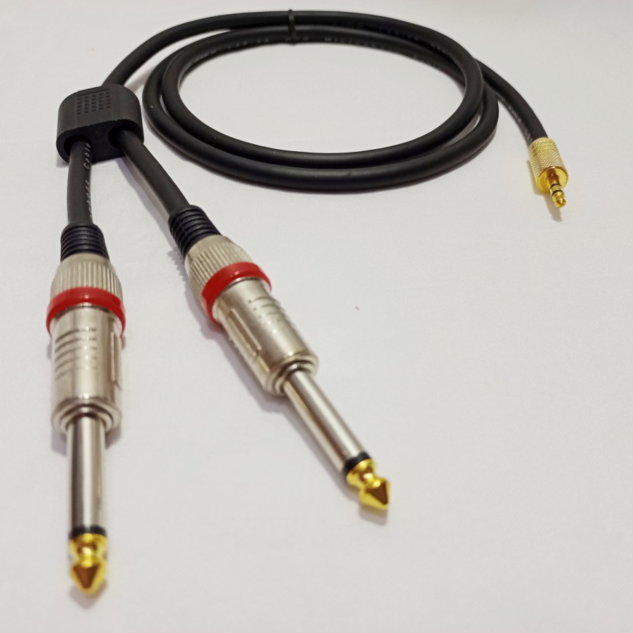 Kabel Audio Akai Mono 2 cabang ke Mini stereo 4-6 Meter
