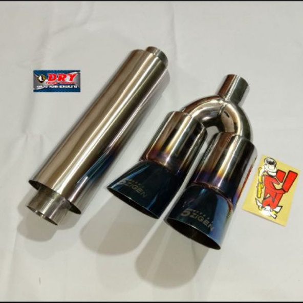 RESONATOR&KNALPOT MOBIL 5ZIGEN CABANG BLUE FULL STENLESS BASS WOORR