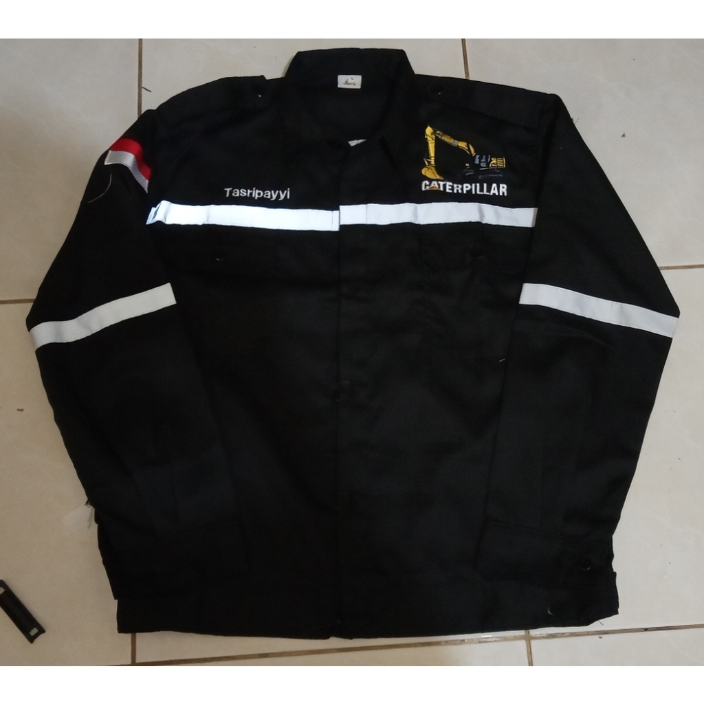 BAJU KERJA - WEARPACK SAFETY PRIA BORDIR/ SERAGAM PROYEK ALAT BERAT EXCAVATOR CATERPILLAR