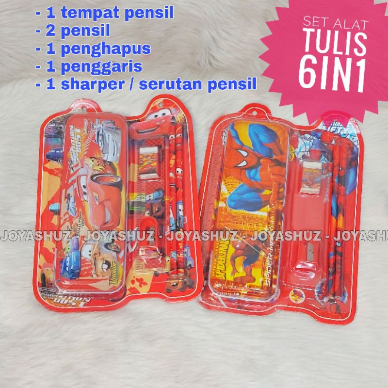 Joyashuz - Set Alat Tulis 6in1 - Perlengkapan Sekolah Anak - Peralatan Menulis - Stationery Set